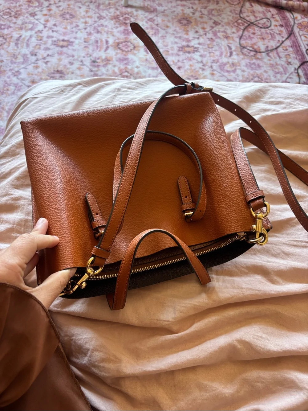 COACH Mollie Tote (Saddle Brown/Rich Ginger)